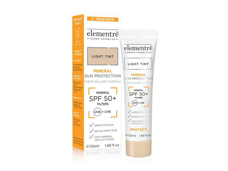 Elementre Mineral Sun Protection, SPF 50+, UVA + UVB, Light Tint, 1.69 fl oz/50 mL