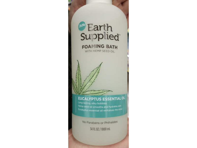 Earth Supplied Foaming Bath With Hemp Seed Oil, Eucalyptus Essential Oil, 34 fl oz/1000 mL