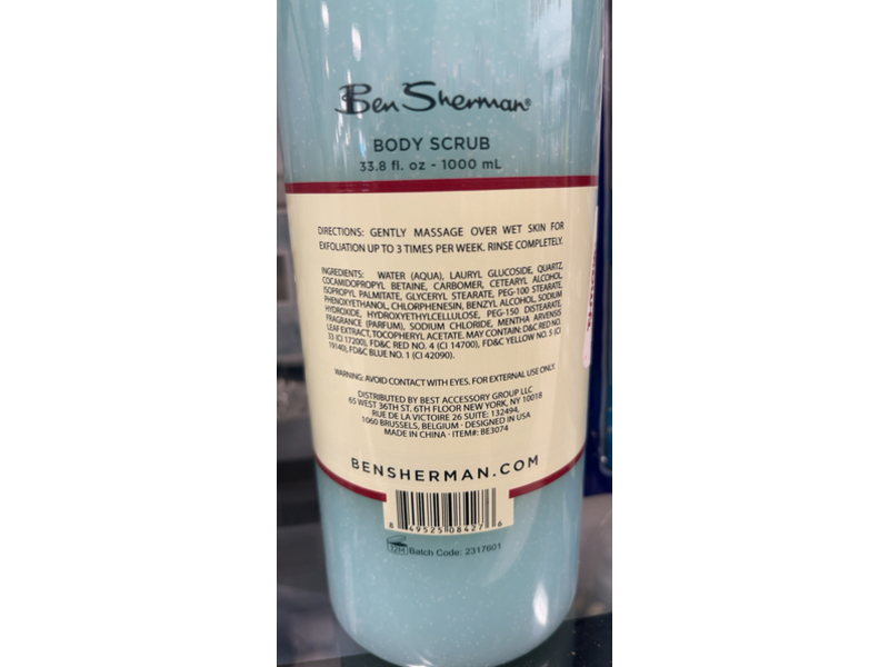 Ben Sherman Renew Body Scrub, Sea Salt + Peppermint & Vitamin E, 33.8 fl oz/1000 mL