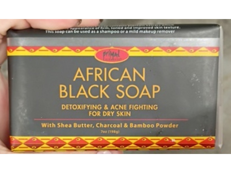 Primal African Black Soap, Shea Butter, Charcoal & Bamboo Powder, 7 oz/198 g, Pack Of 6