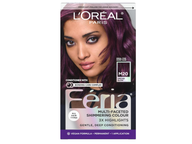 L'Oreal Paris Feria Multi-Faceted Shimmering Permanent Hair Color Kit, M20 Orchid Glow