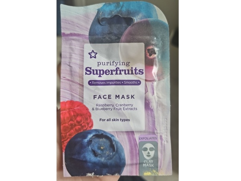 Superdrug Purifying Superfruits Face Clay Mask, Rasberry, Cranberry & Blueberry Fruit Extracts, 15 mL