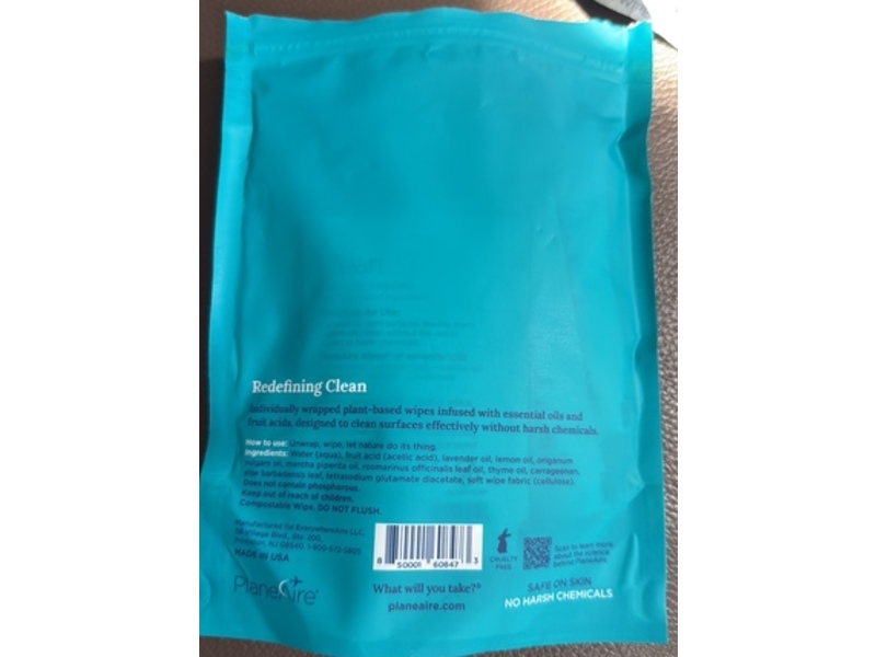 PlaneAire Clean Surface Wipes, 12 Count, Pack Of 2