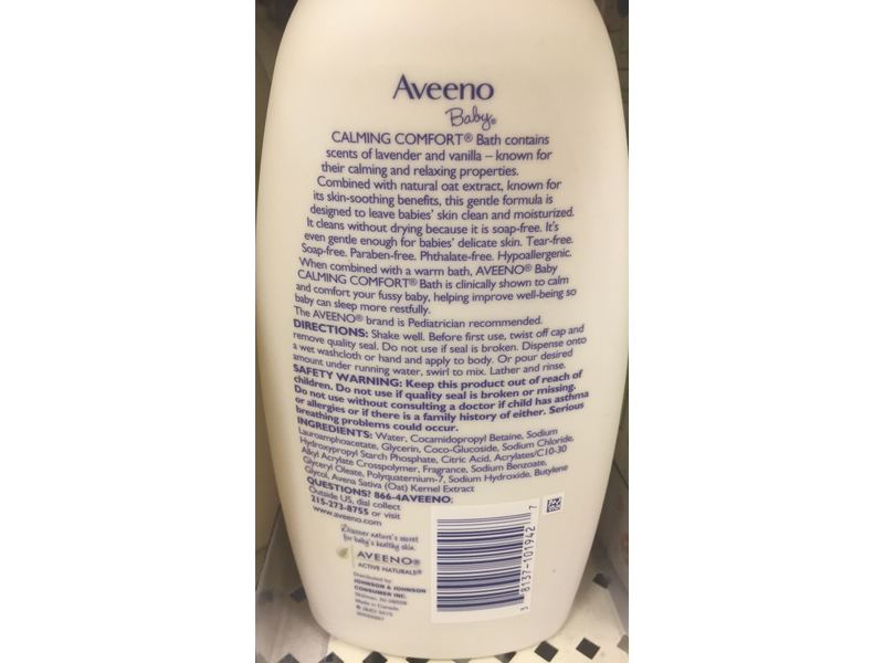 Aveeno Baby Calming Comfort Bath, Lavender & Vanilla, Natural Oat Extract + Lavender Scent, 18 fl oz/532 mL