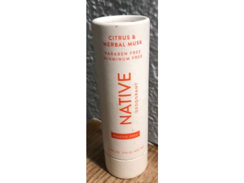 Native Plastic Free Citrus & Herbal Musk Deodorant, 2.65 oz/75 G