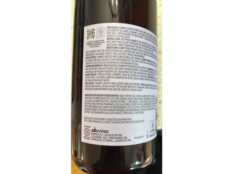 Davines NaturalTech Calming Shampoo, 33.81 fl oz/1000 mL