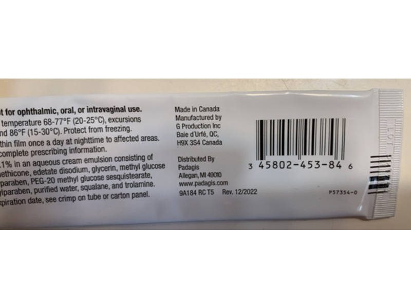 Adapalene Cream 0.1%, 45 g, Padagis (Rx)