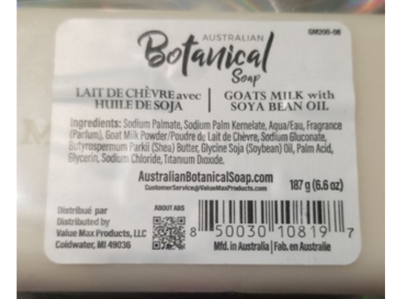 Australian Botanical Soap, Goat Milk, Soya Bean Oil, 6.6 oz/187 g