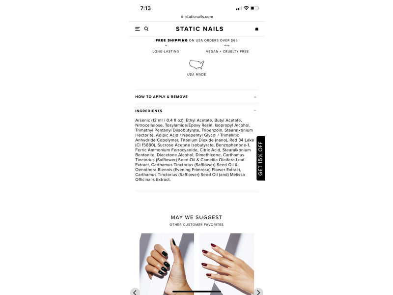 Static Nails Liquid Glass Lacquer, 58 Arsenic, 0.4 fl oz/12 mL