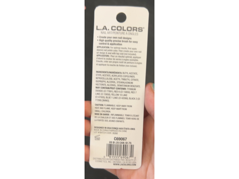L.A.Colors Art Deco Nail Art, Black, 0.25 fl oz/7.5 mL