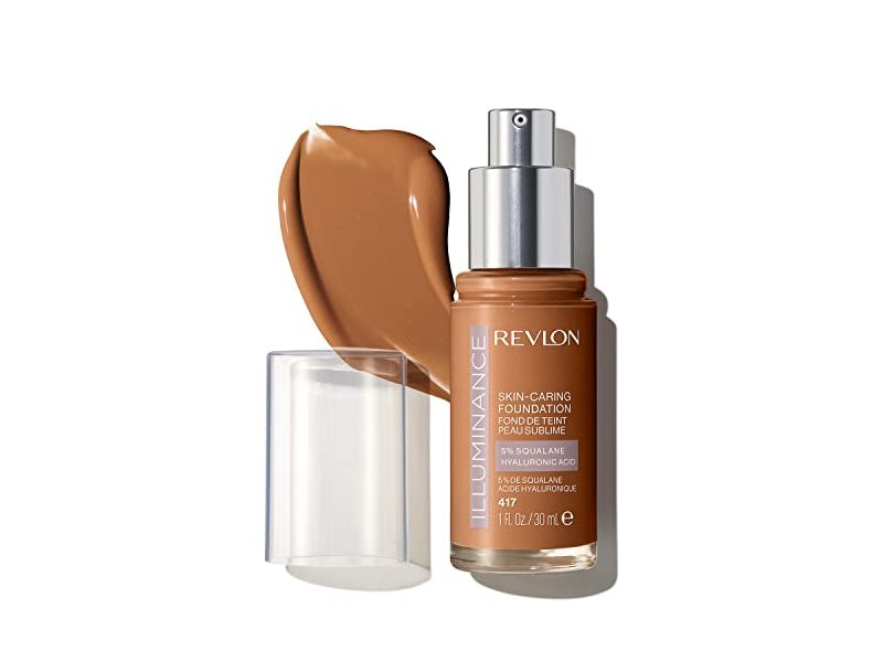 Revlon Illuminance Skin-Caring Foundation, 417 Warm Caramel, 1 fl oz/30 mL