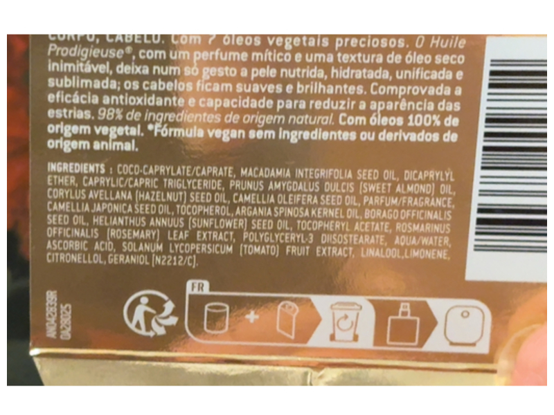 Nuxe Huile Prodigieuse Multi-Purpose Dry Oil, 3.3 fl oz/100 mL