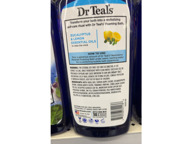 Dr Teal's Foaming Bath, Pure Epsom Salt, 34 fl oz/1000 mL