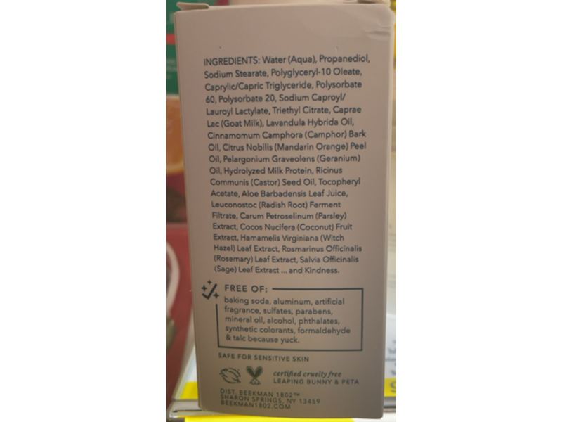 Beekman 1802 Milk Stick Invisible Deodorant, Aluminum & Baking Soda Free, 2.5 oz/75 g