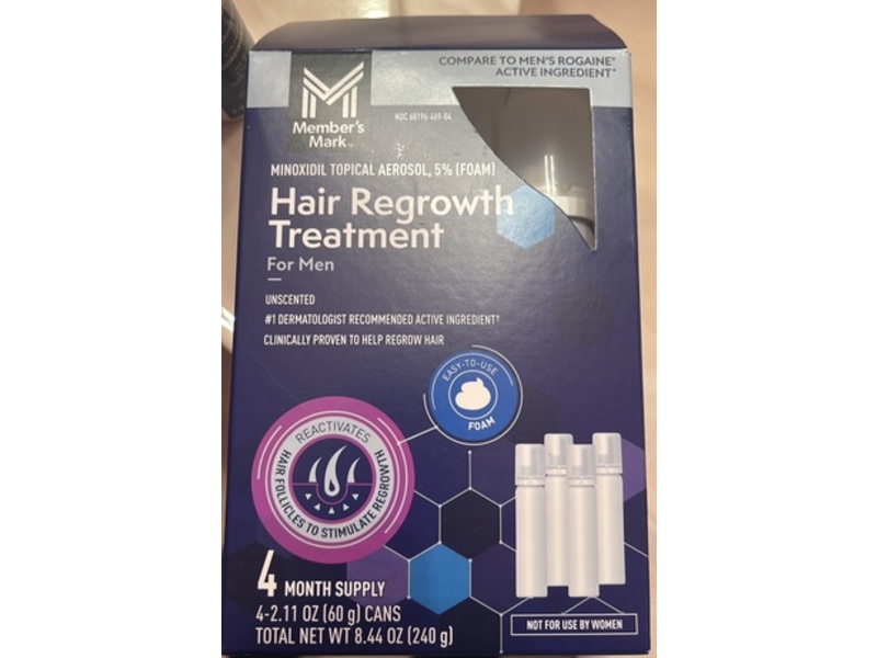 Member's Mark Hair Regrowth Treatment, Minoxidil 5%, 4.2 11 fl oz/60 g