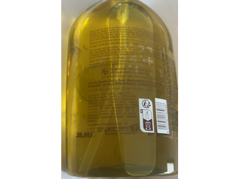 L'Occitane Shower Oil, Almond Oil, 16.9 fl oz/500 mL