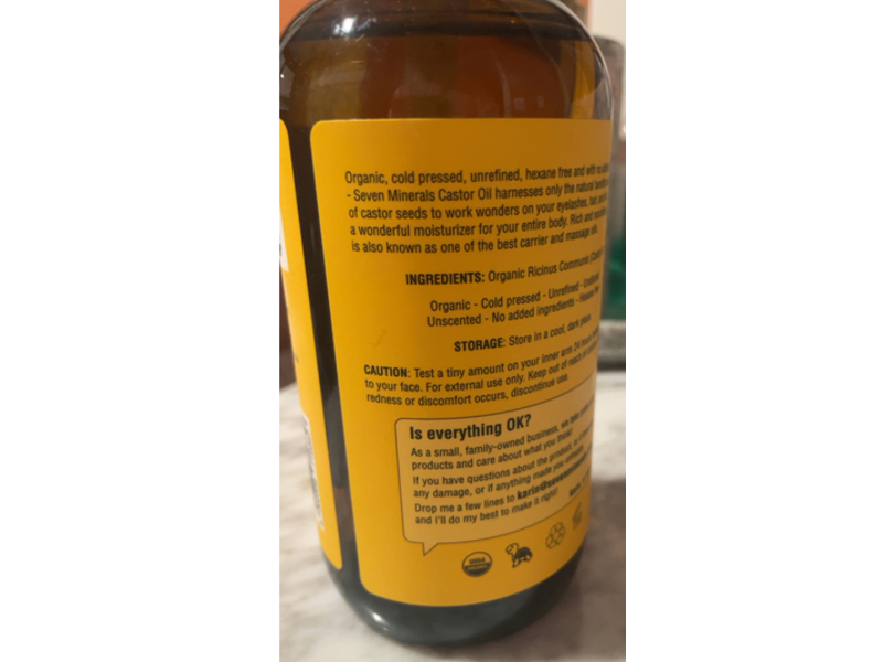 Seven Minerals Cold Pressed & Unrefined Organic Castor Oil, 16 fl oz/473 mL