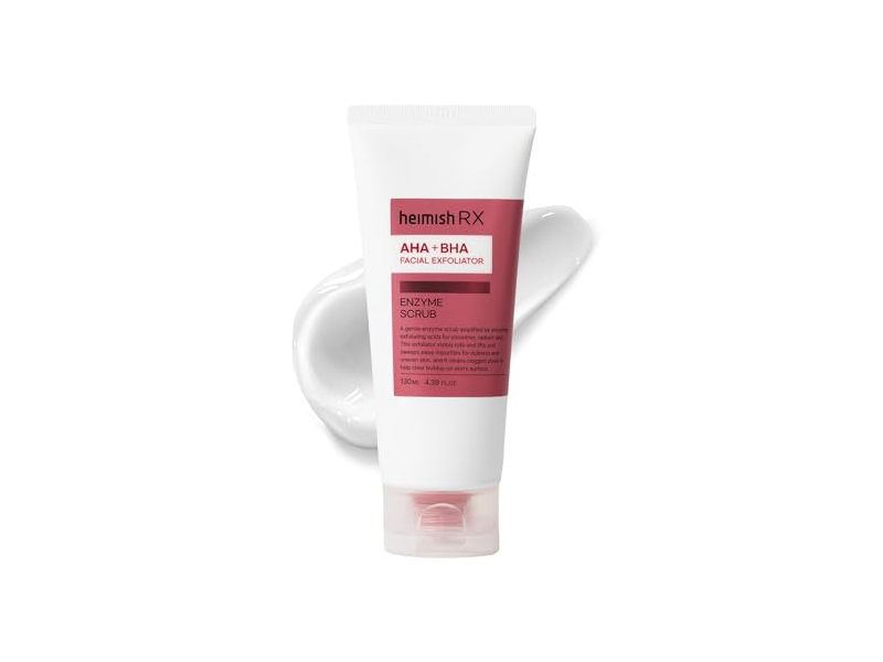 Hemish RX Facial Exfoliator Enzyme Scrub, AHA + BHA, 4.39 fl oz/130 mL