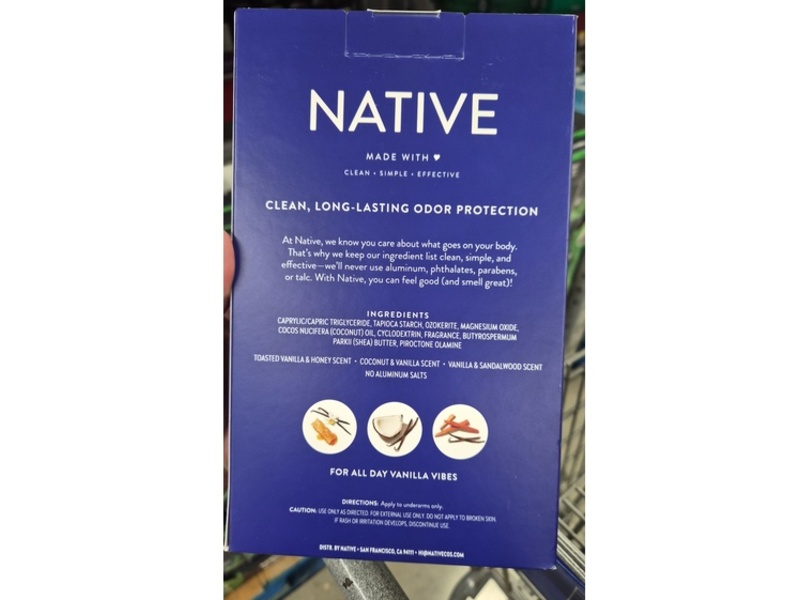 Native Deodorant, Toasted Vanilla + Honey & Coconut + Vanilla & Vanilla + Sandalwood, 2.65 oz/75 g, 3 Count
