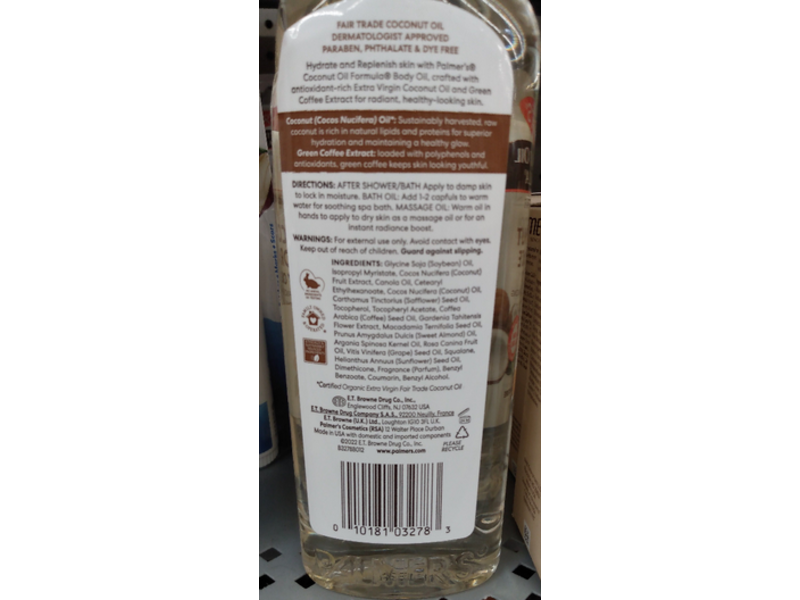 Palmer's Coconut Oil Formula Body Oil, Vitamin E, 8.5 oz/250 mL