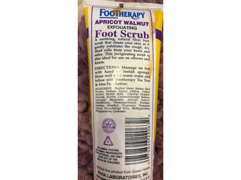 Queen Helene Footherapy Exfoliating Foot Scrub, Apricot Walnut, 7 oz/198 g