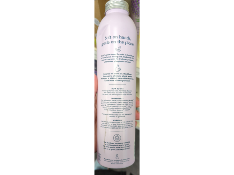 Grove Co. Hydrating Hand Soap Refill, Lavender & Thyme, 24 fl oz/710 mL