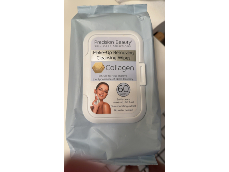 Precision Beauty Make-Up Removing Cleansing Wipes, Collagen, 60 Count