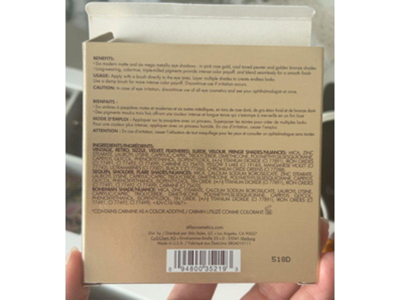 Stila Eye Shadow Palette, Matte N Metal, 0.42 fl oz/12 g