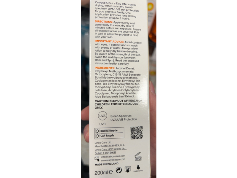 Calypso Once A Day Sun Protection Spray, SPF 30, 200 mL