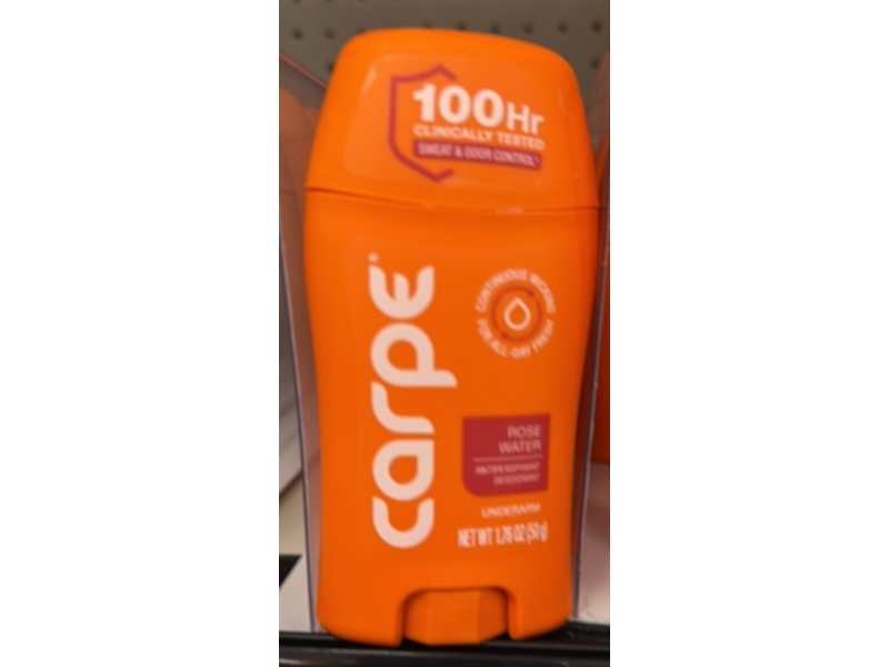 Carpe Women's Antiperspirant Deodorant, Rose Water, 1.76 oz/50 g, Pack Of 3