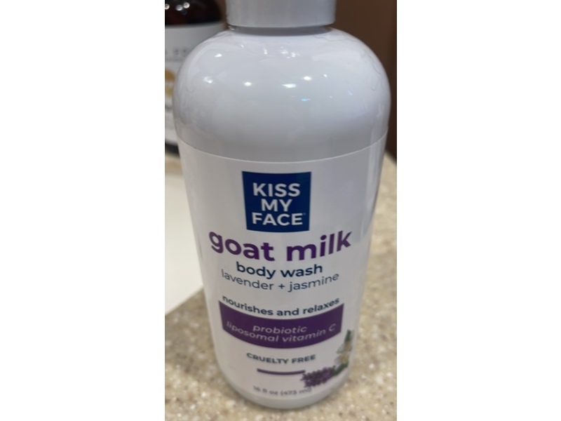 Kiss My Face Goat Milk Body Wash, Lavender & Jasmine, 16 fl oz/473 mL
