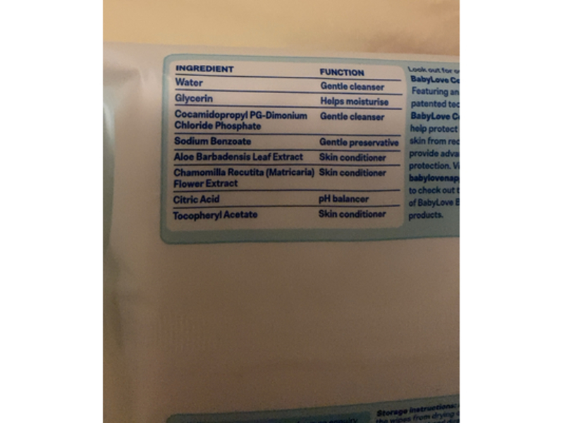 Baby Love Baby Wipes, Aloe, Chamomile & Vitamin E, 20 Count