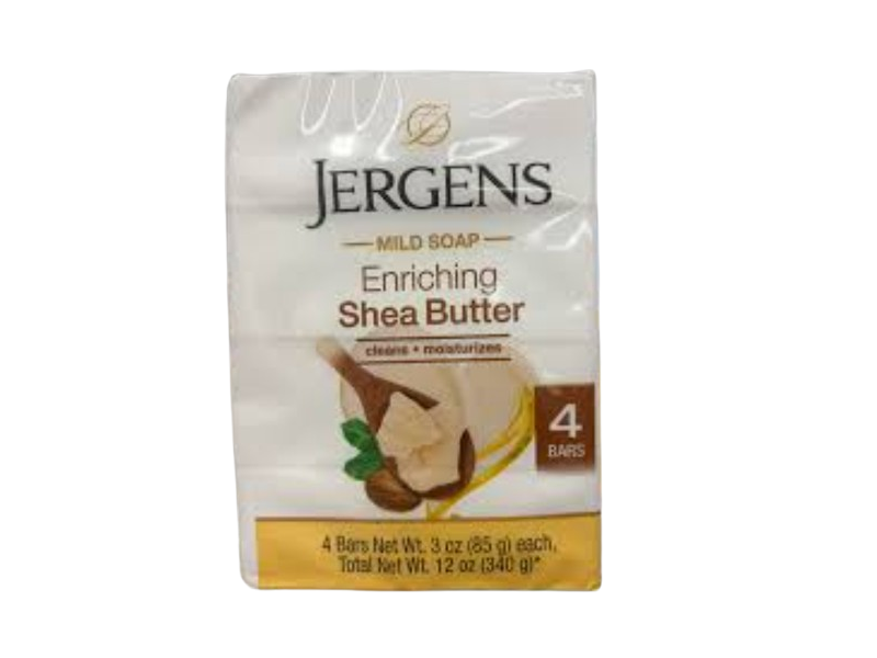 Jergens Mild Soap, Shea Butter, 3 oz/85 g, Pack Of 4