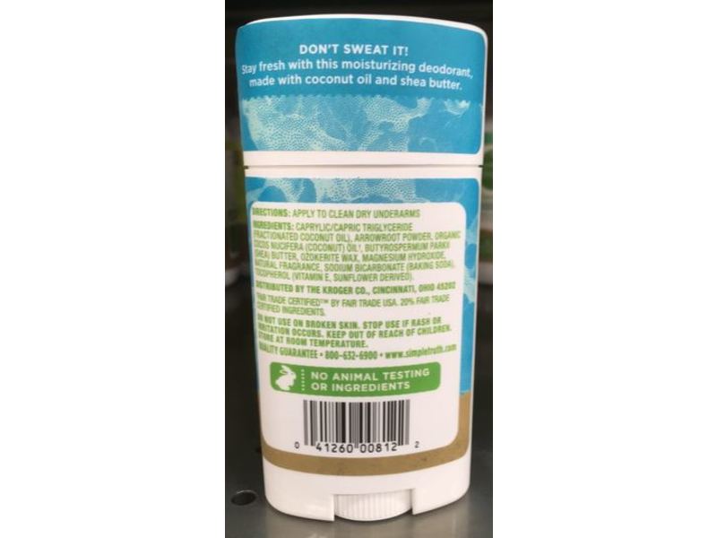 Simple Truth Aluminum Deodorant, Sea Mineral, 2.25 oz/64 g