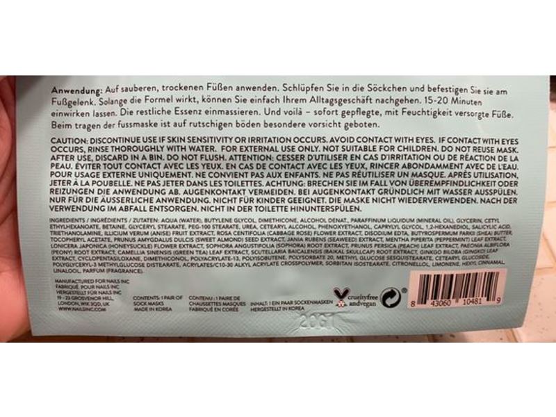 Nails.Inc Thirsty Feet Deep Moisture Foot Mask, 0.60 fl oz/18 mL