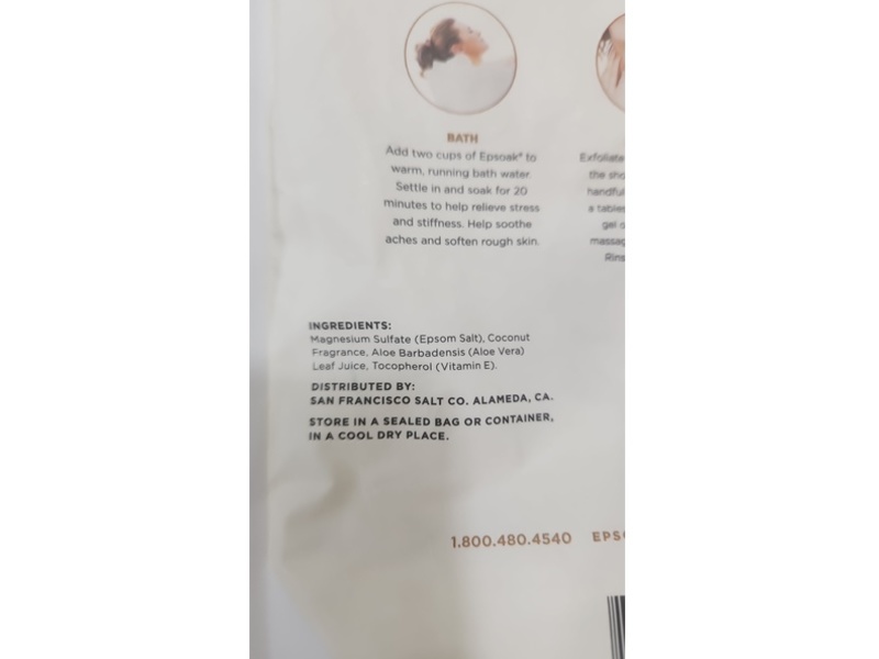 Epsoak Epsom Salts, Relaxing Coconut, 48 oz