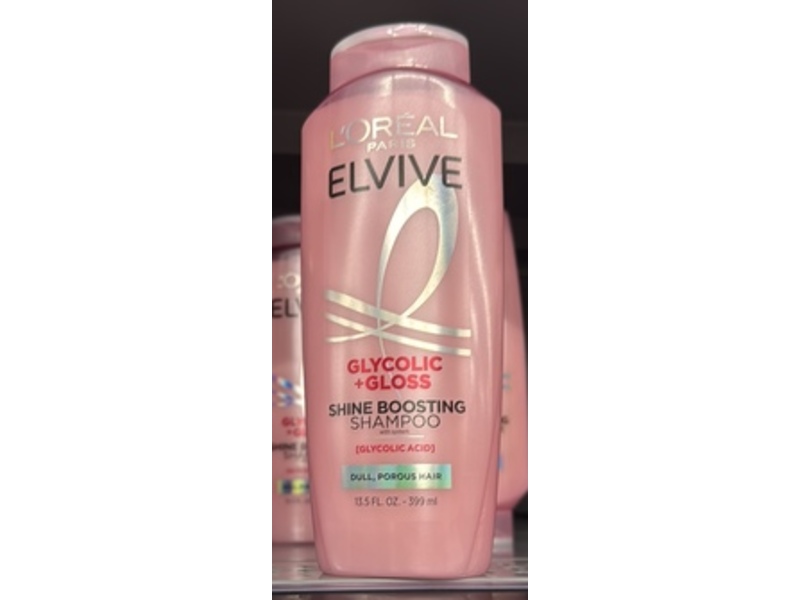 L'Oreal Paris Elvive Glycolic + Gloss Shine Boosting Shampoo, Glycolic Acid, 13.5 fl oz/399 mL