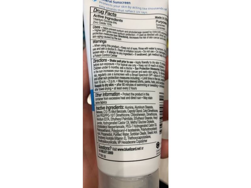 Blue Lizard Sensitive Mineral Sunscreen, SPF 50+, 3 fl oz/89 mL