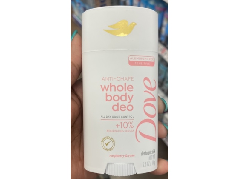 Dove Whole Body Deo, Raspberry & Rose, 2.6 oz/74 g