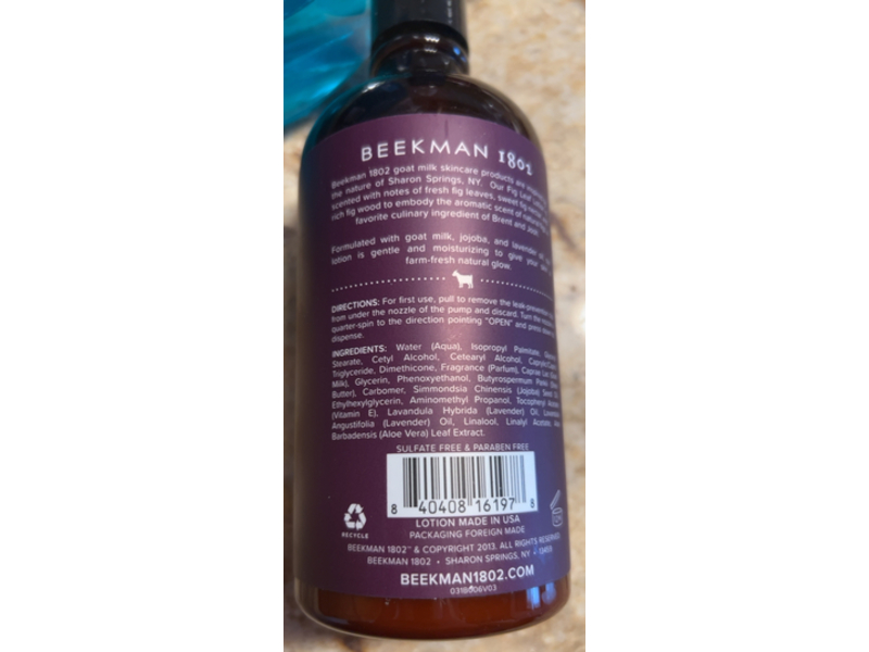 Beekman 1802 Goat Milk Lotion, Fig Leaf Scent, 12.5 fl oz/370 mL