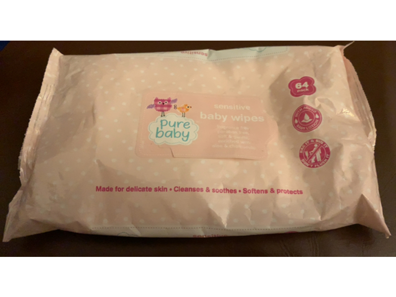 Pure Baby Sensitive Baby Wipes, Aloe & Chamomile, 64 Count