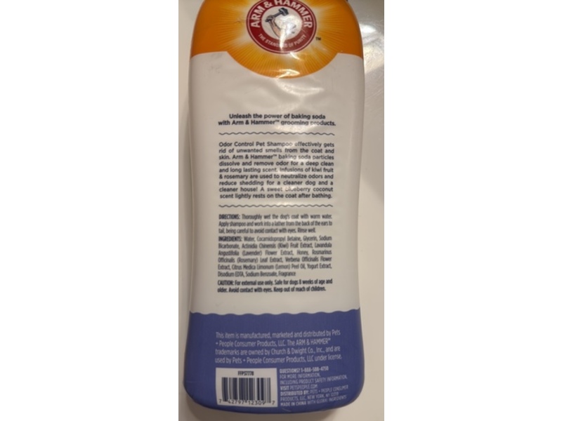 Arm & Hammer Odor Control Pet Shampoo, Blueberry Coconut, 20 fl oz/591 mL