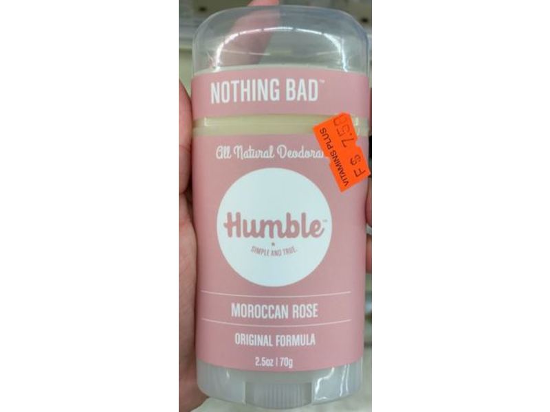 Humble All Natural Deodorant, Moroccan Rose, 2.5 oz/70 g