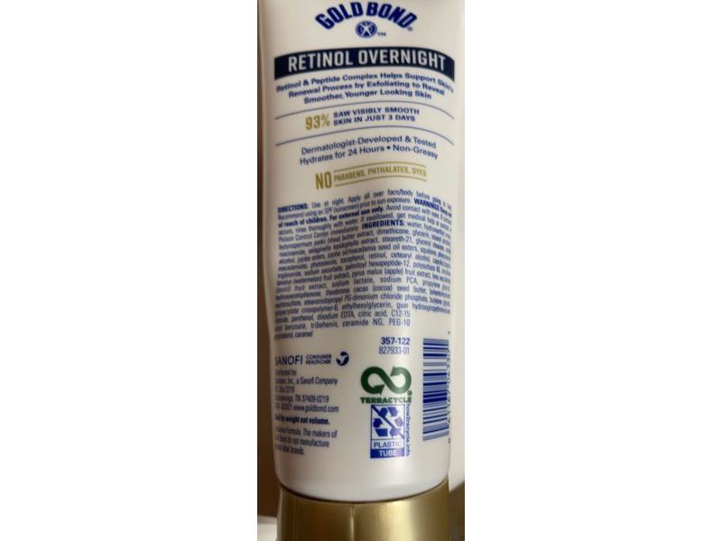 Gold Bond Age Renew Retinol Overnight Body & Face Lotion, Retinol & Peptide Complex, 7 oz/198 g