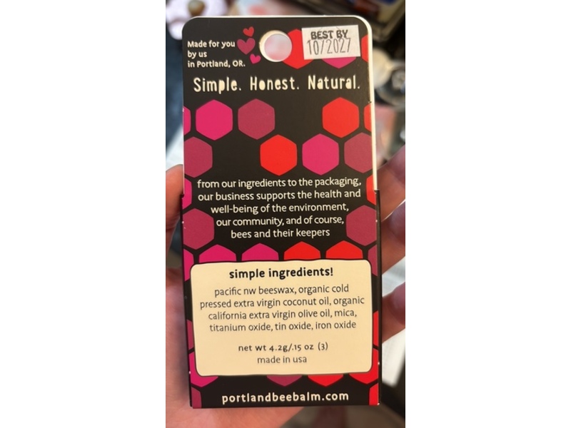 Portland Tinted Lip Balm, Bee Balm, 0.5 oz/4.2 g, Pack Of 3