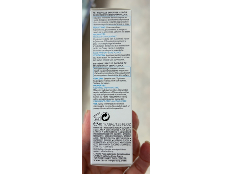 La Roche-Posay Hydrating Soothing Moisturizer, 1.35 fl oz/40 mL