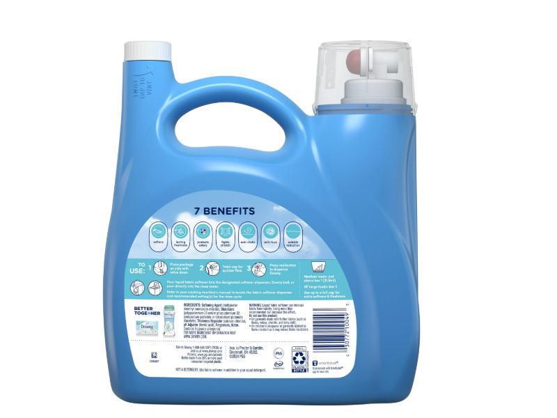 Downy 2 In 1 Soft & Fresh Fabric Softener, Cool Cotton, 190 Loads, 140 fl oz/4.16 L