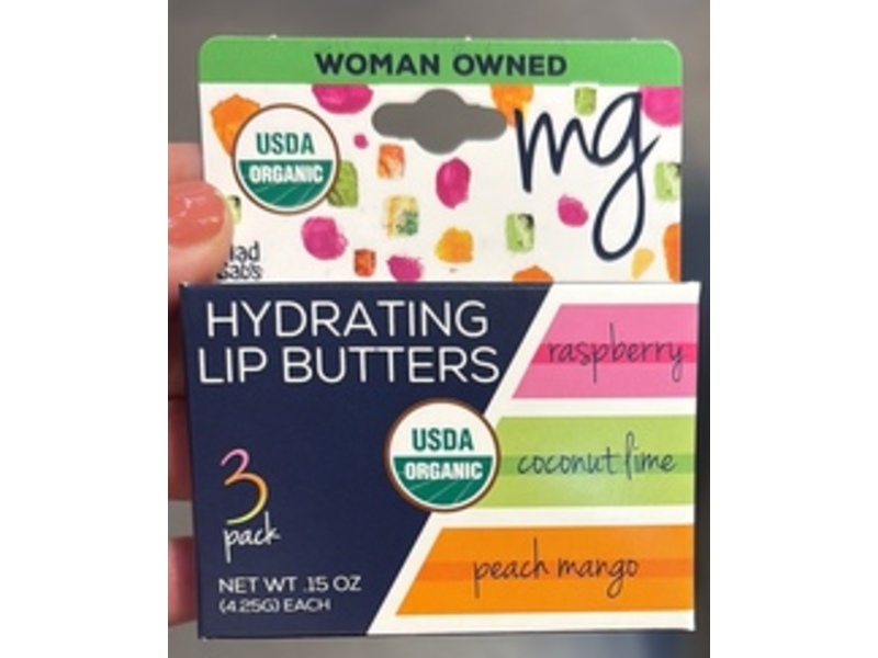 Mad Gabs Hydrating Lip Butters, Raspberry & Coconut Lime & Peach Mango, 0.15 oz/ 4.25g, Pack of 3