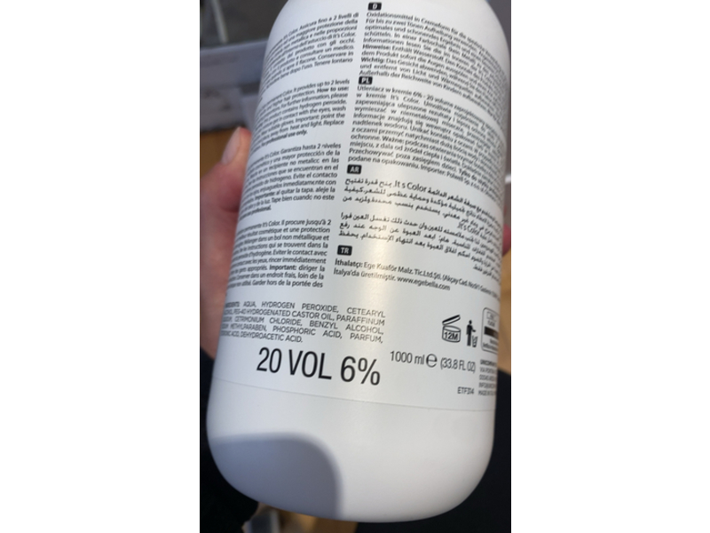Artego O2 Cream Developer, 20% Volume 6%, 33.8 fl oz/1000 mL