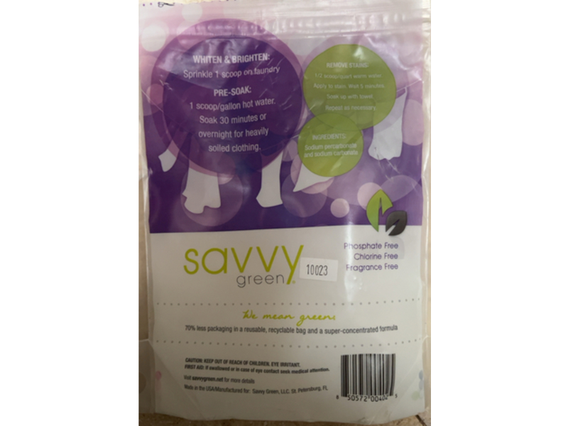 Savvy Green Oxygen Brightening Powder Deodorizer, 1.1 kg